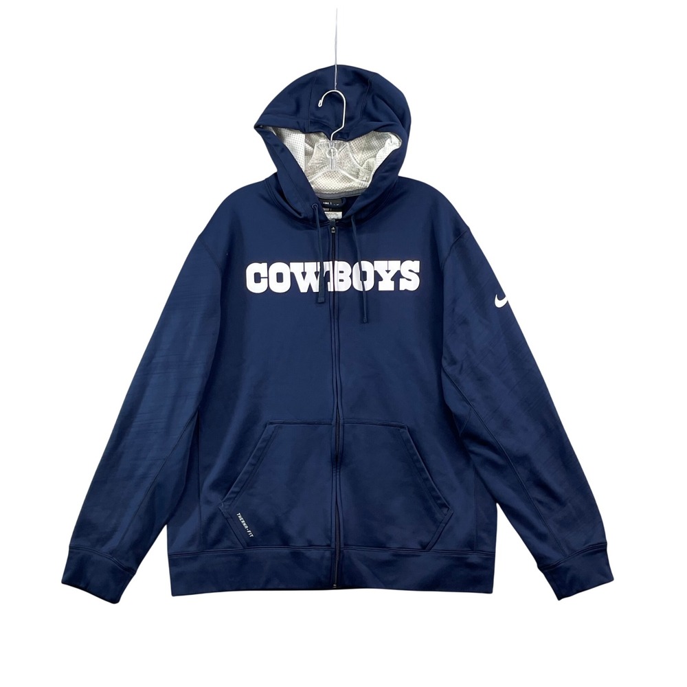 Nike Dallas Cowboys Hoodie Mens Large Navy Blue Therma-FIT Full Zip Official NFL